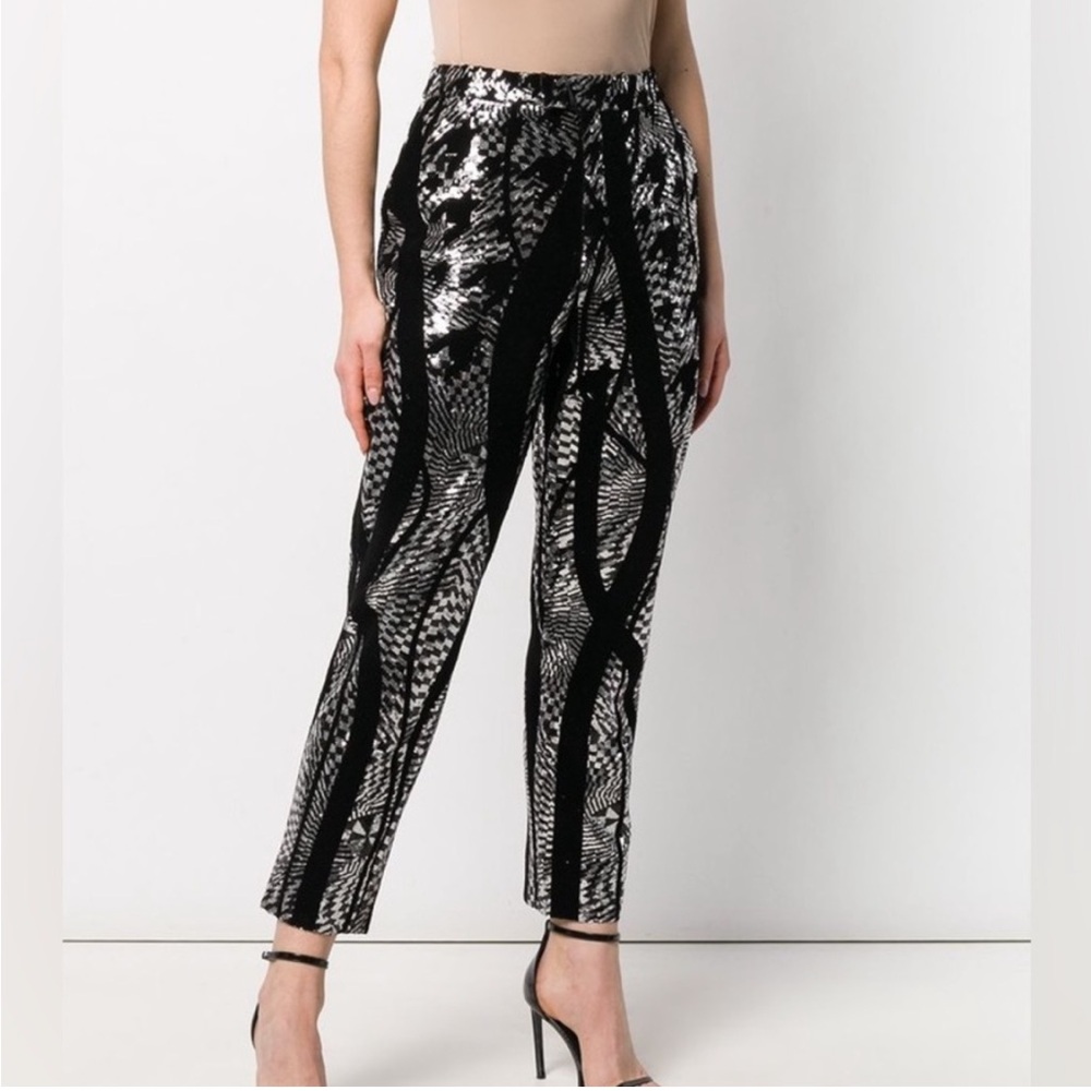 HALPERN Sequin Black and Silver Women's Pants